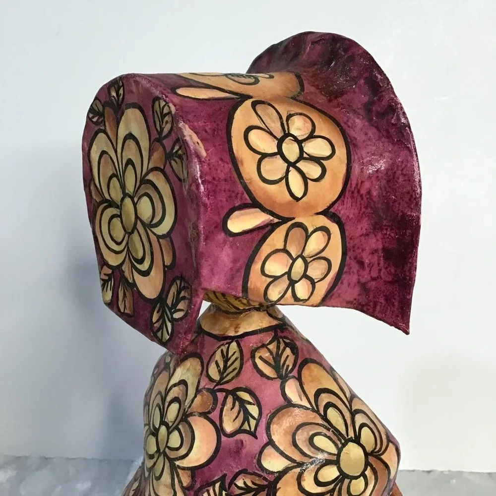 Hector Ruiz Vintage Hand Painted Paper Mache Folk Art Doll Figurine Southwestern